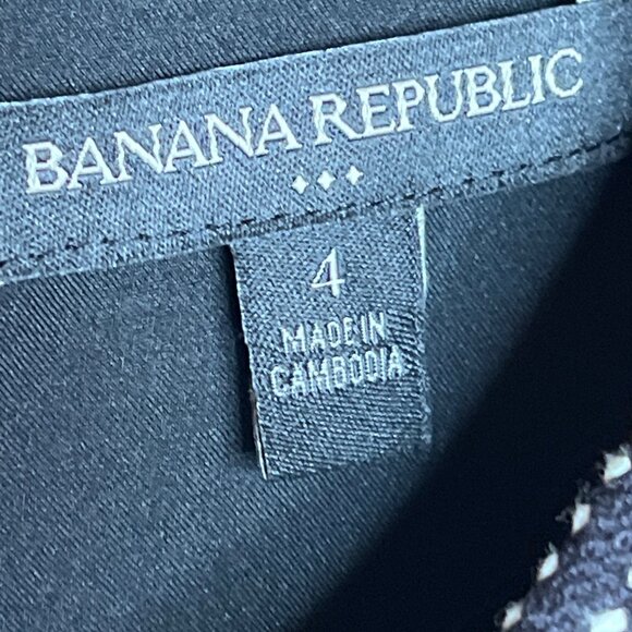 Banana Republic Black White Textured Sheath Dress Women’s 4 Short Sleeve - Picture 3 of 8